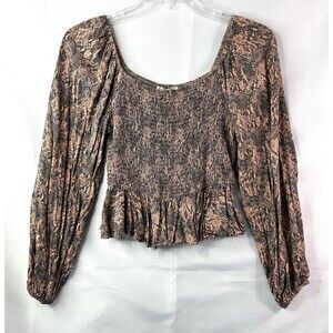 Savanna Jane Top Women’s Large Smocked Milkmaid Ruffle Fringe Blouse